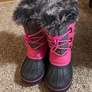 Kids Pink and Black Winter Boots